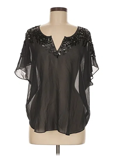 Pre-owned Express Short Sleeve Blouse In Black
