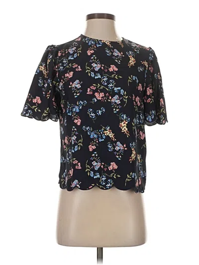 Pre-owned Express Short Sleeve Blouse In Black