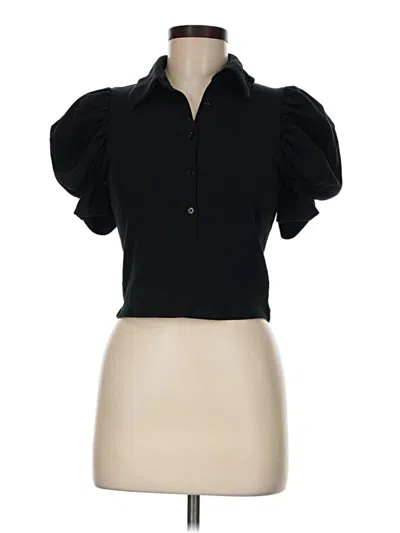 Pre-owned Express Short Sleeve Blouse In Black