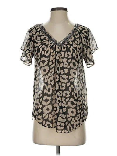 Pre-owned Express Short Sleeve Blouse In Black
