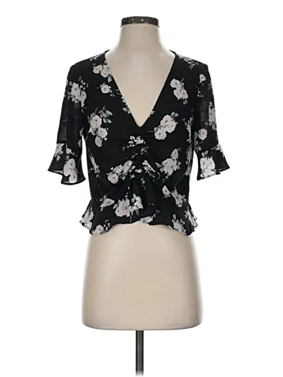 Pre-owned Express Short Sleeve Blouse In Black