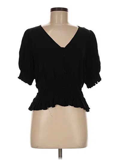 Pre-owned Express Short Sleeve Blouse In Black