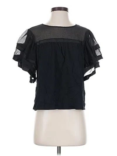 Pre-owned Express Short Sleeve Blouse In Black