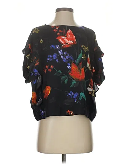 Pre-owned Express Short Sleeve Blouse In Black
