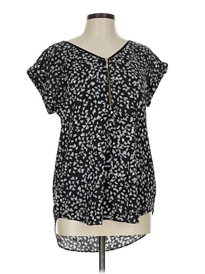Pre-owned Express Short Sleeve Blouse In Black