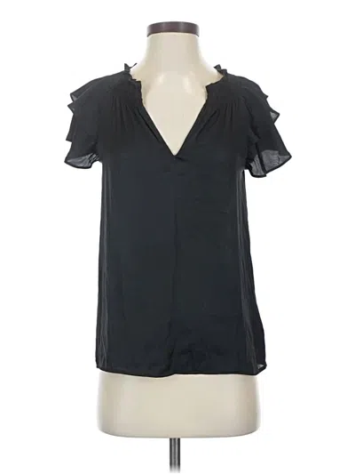 Pre-owned Express Short Sleeve Blouse In Black