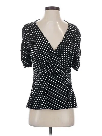 Pre-owned Express Short Sleeve Blouse In Black