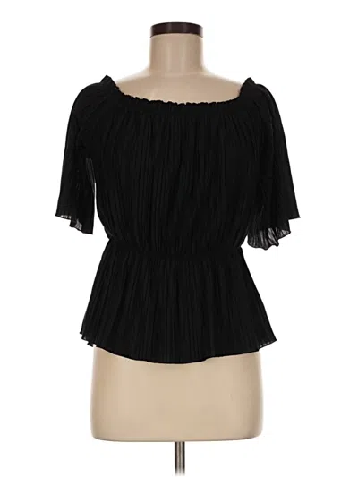 Pre-owned Express Short Sleeve Blouse In Black
