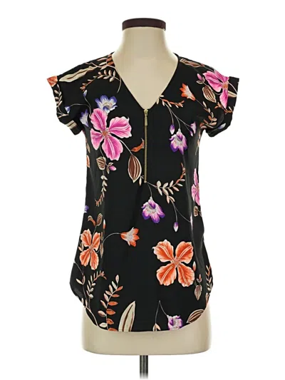 Pre-owned Express Short Sleeve Blouse In Black