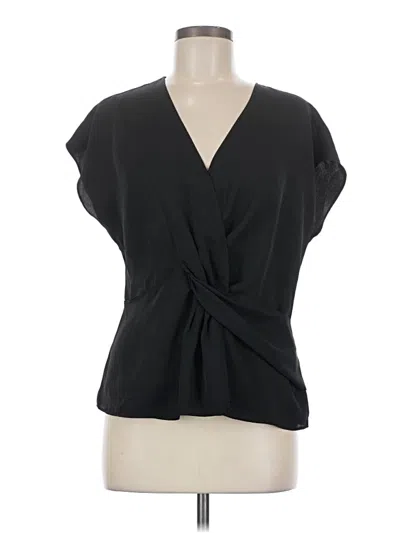 Pre-owned Express Short Sleeve Blouse In Black