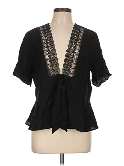 Pre-owned Express Short Sleeve Blouse In Black