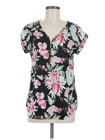 Pre-owned Express Short Sleeve Blouse In Black