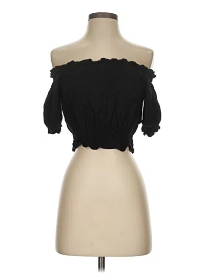 Pre-owned Express Short Sleeve Blouse In Black