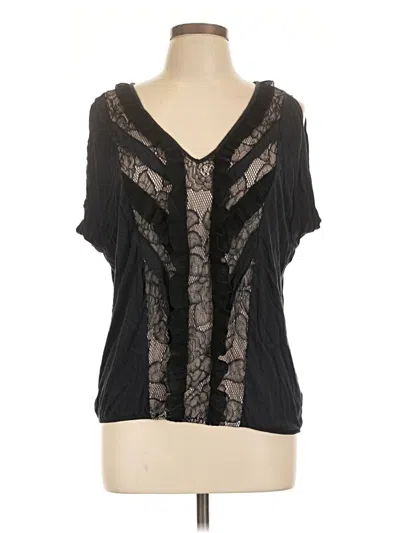 Pre-owned Express Short Sleeve Blouse In Black
