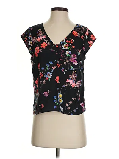 Pre-owned Express Short Sleeve Blouse In Black