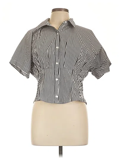 Pre-owned Express Short Sleeve Blouse In Black