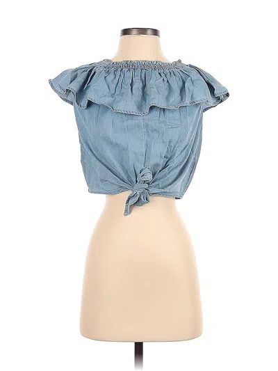 Pre-owned Express Short Sleeve Blouse In Blue