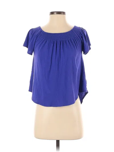 Pre-owned Express Short Sleeve Blouse In Blue