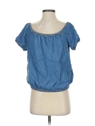 Pre-owned Express Short Sleeve Blouse In Blue