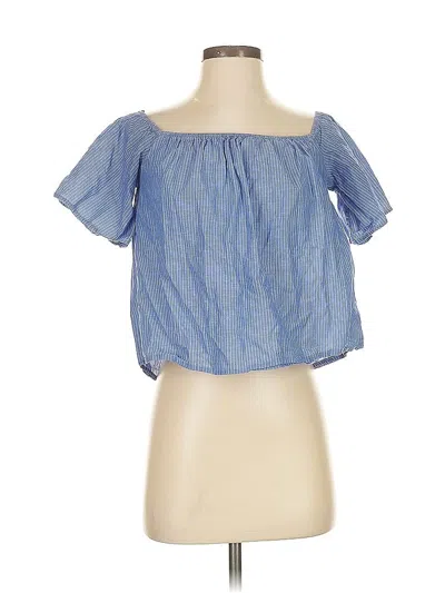 Pre-owned Express Short Sleeve Blouse In Blue