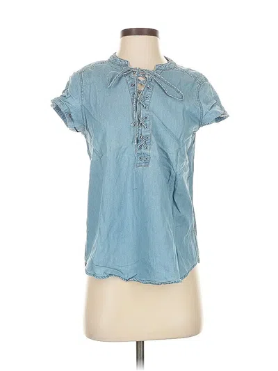 Pre-owned Express Short Sleeve Blouse In Blue