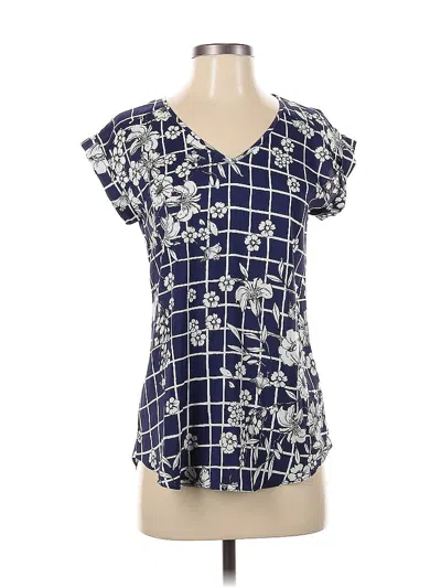 Pre-owned Express Short Sleeve Blouse In Blue