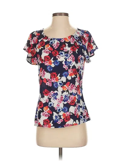 Pre-owned Express Short Sleeve Blouse In Blue