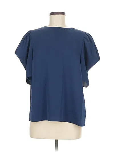 Pre-owned Express Short Sleeve Blouse In Blue