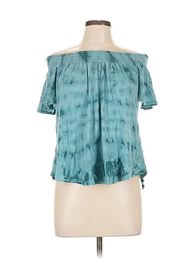 Pre-owned Express Short Sleeve Blouse In Blue