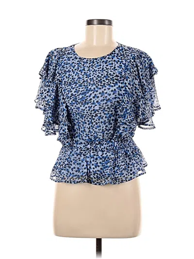 Pre-owned Express Short Sleeve Blouse In Blue