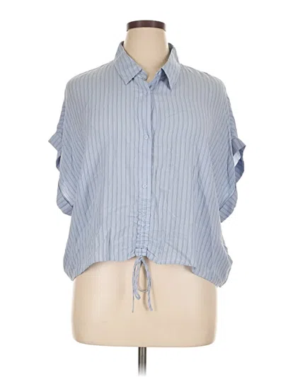 Express Short Sleeve Blouse In Blue