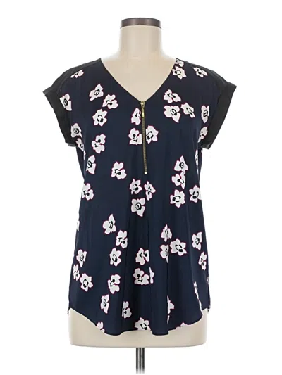 Pre-owned Express Short Sleeve Blouse In Blue