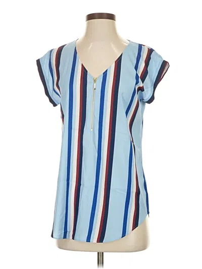 Pre-owned Express Short Sleeve Blouse In Blue