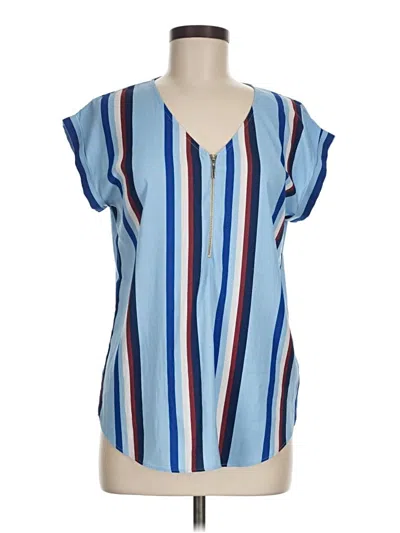 Pre-owned Express Short Sleeve Blouse In Blue