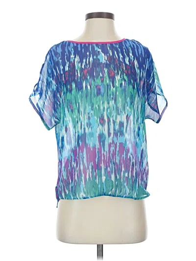 Pre-owned Express Short Sleeve Blouse In Blue