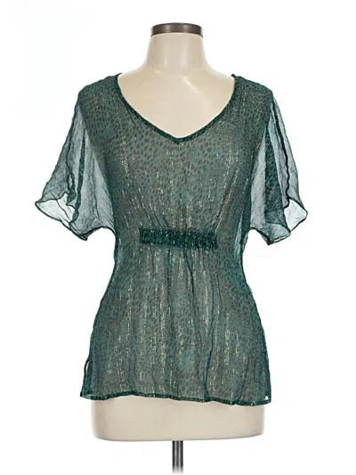 Pre-owned Express Short Sleeve Blouse In Blue