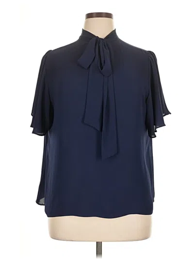 Pre-owned Express Short Sleeve Blouse In Blue