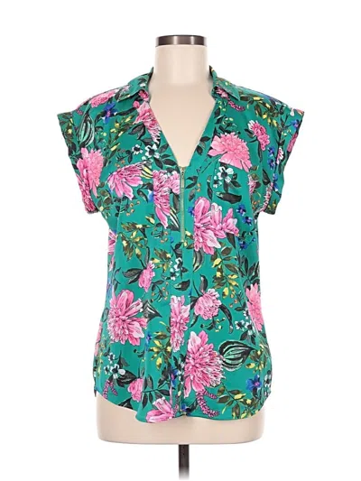 Pre-owned Express Short Sleeve Blouse In Blue
