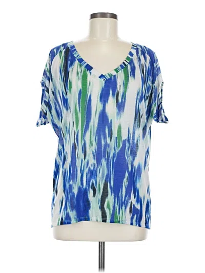 Pre-owned Express Short Sleeve Blouse In Blue