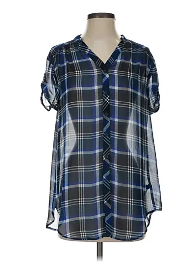 Pre-owned Express Short Sleeve Blouse In Blue