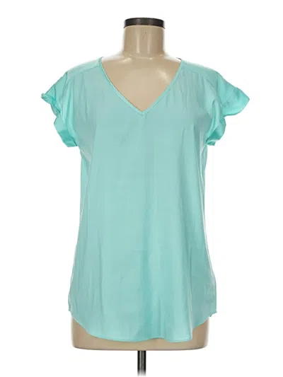 Pre-owned Express Short Sleeve Blouse In Blue