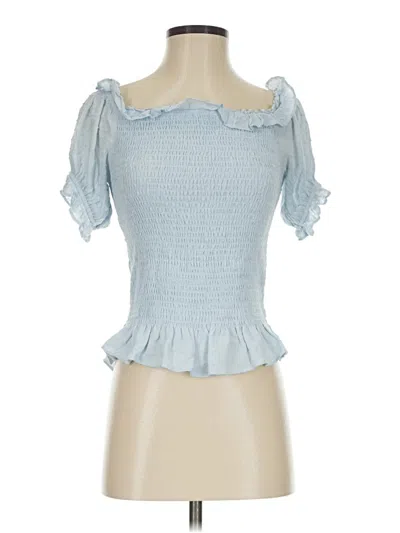 Pre-owned Express Short Sleeve Blouse In Blue
