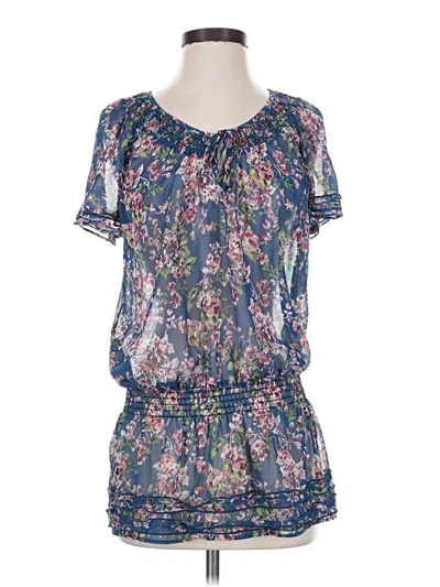 Pre-owned Express Short Sleeve Blouse In Blue