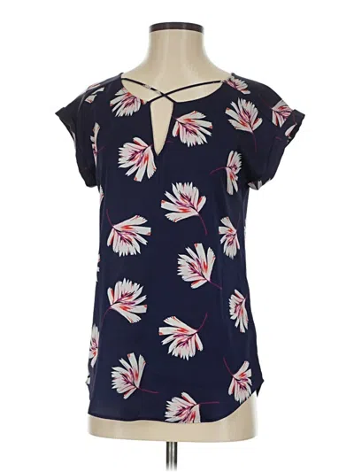 Pre-owned Express Short Sleeve Blouse In Blue