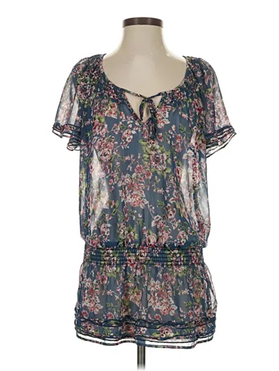 Pre-owned Express Short Sleeve Blouse In Blue