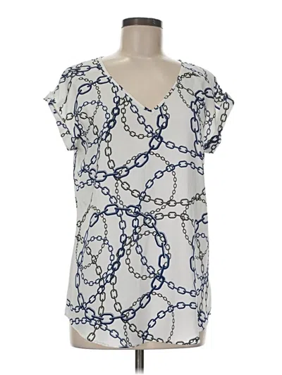 Pre-owned Express Short Sleeve Blouse In Blue