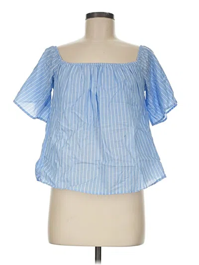 Pre-owned Express Short Sleeve Blouse In Blue