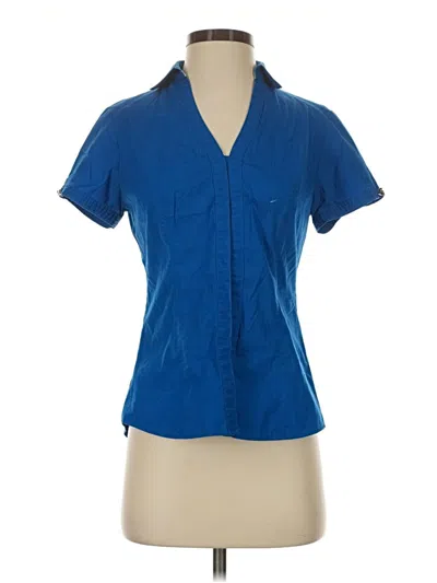 Pre-owned Express Short Sleeve Blouse In Blue
