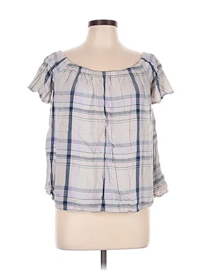 Pre-owned Express Short Sleeve Blouse In Blue