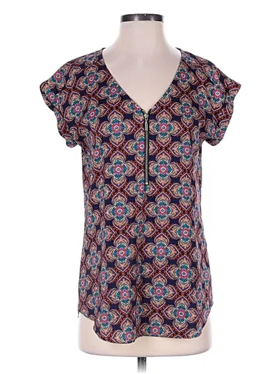 Pre-owned Express Short Sleeve Blouse In Blue